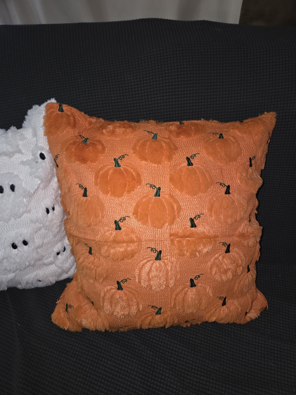 8 Tudor Orange Pumpkin Embroidered Holiday Pillow